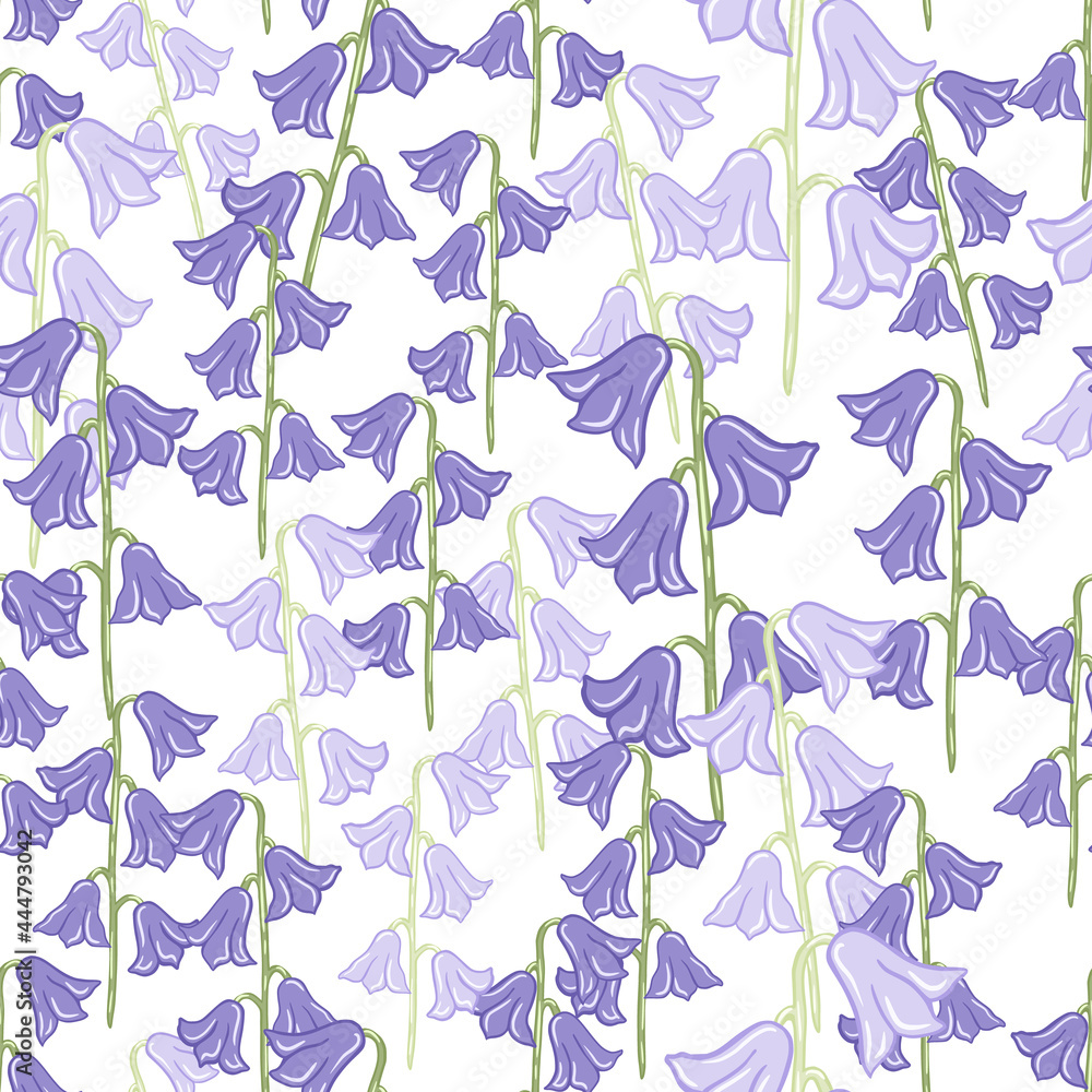 Nature seamless pattern with meadow bell flowers elements print. Blue print. Isolared artwork. Nature seamless pattern with meadow bell flowers elements print. Blue print. Isolared artwork.