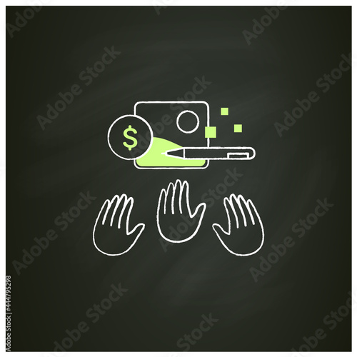 Popular work chalk icon. Demanded digital art. Many buyers. Desirable work. Digitalization concept. Isolated vector illustration on chalkboard