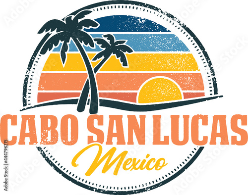 Cabo San Lucas Mexico Vintage Travel Stamp Design photo