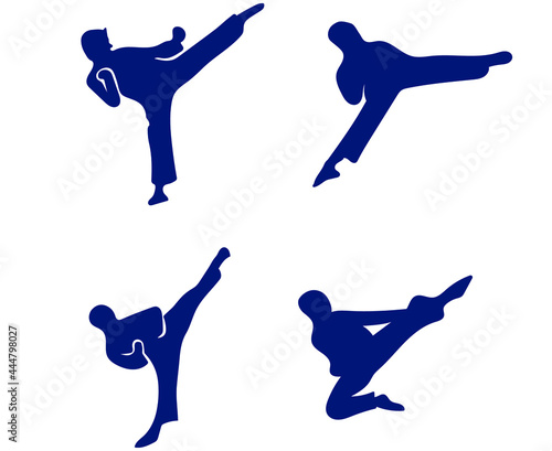 sets taekwondo sport design 2020 games abstract vector illustration symbols signs icons