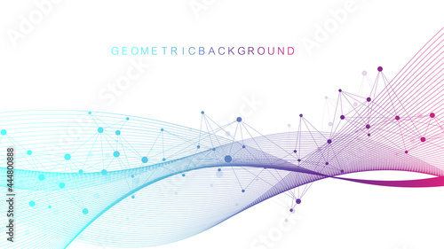 Connectivity flow point abstract background with connected dots and lines. Vector illustration.