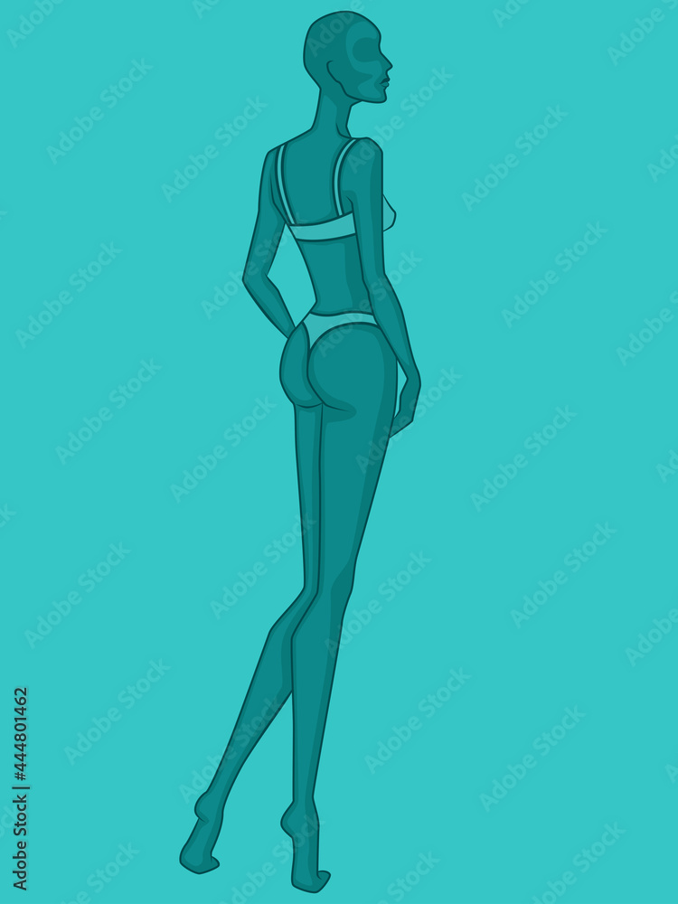 Abstract silhouette of elegant lady in underwear