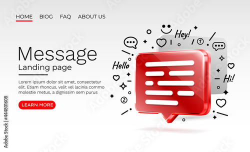 Message with many icons, chat for communication of people. Vector
