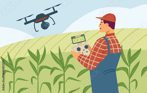 Agronomist using technology in agricultural corn field
