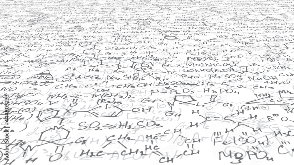 Handwritten formulas background.School background in chemistry .Letters and numbers .3d illustration.