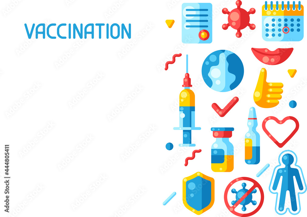 Vaccination concept background with vaccine icons. Immunization items. Health care and protection from virus. Vaccination concept background with vaccine icons. Immunization items. Health care and protection from virus.