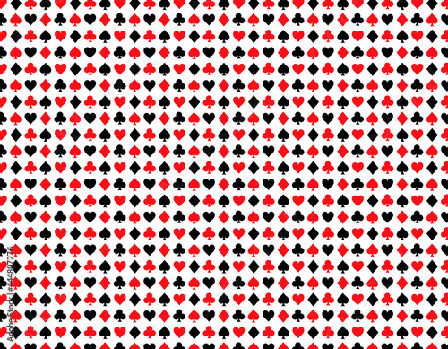 Poker and black jack black and red symbols pattern over a white background. gamble concept