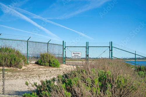 Bolsa Chica Ecological Reserve nesting area with blue sky view on a sunny day