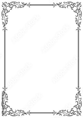 Calligraphic floral frame and page decoration. Vector illustration. Vector of decorative vertical element, border and frame.