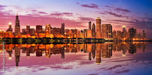 Chicago Skyline at Epic Sunset, Illinois