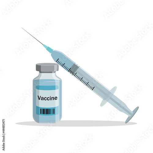 Ampoule and syringe. Virus vaccine. Vector image