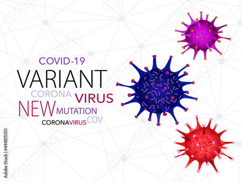 Covid 19, pandemic coronavirus mutation, variant concept, virus icon symbol, global warning.  Covid-19 vector illustration background