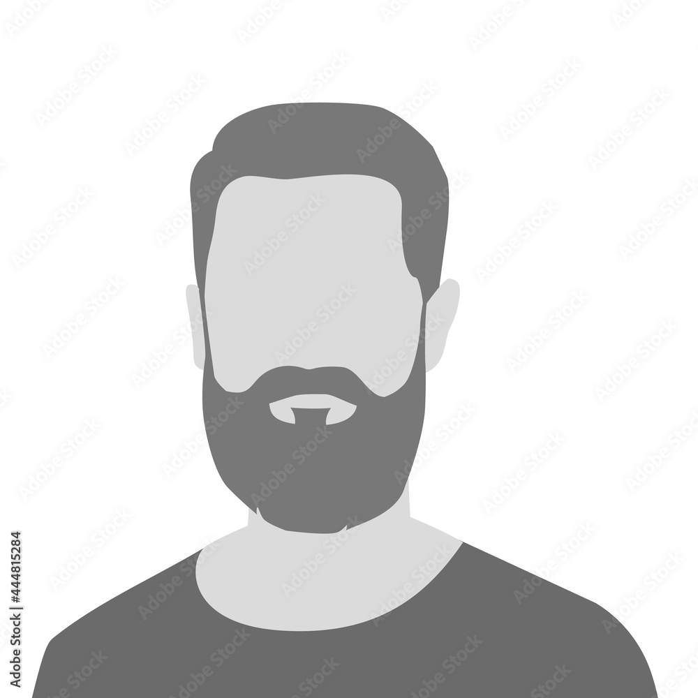 Default avatar photo placeholder icon. Grey profile picture. Man in t-shirt