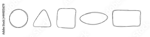 Set of the hand drawn scribble circles. Vector element isolated on transparent background. Vector illustration.