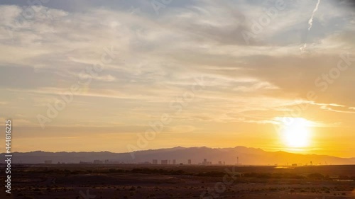 Sunset time lapse of the famous strip skyline of Las Vegas