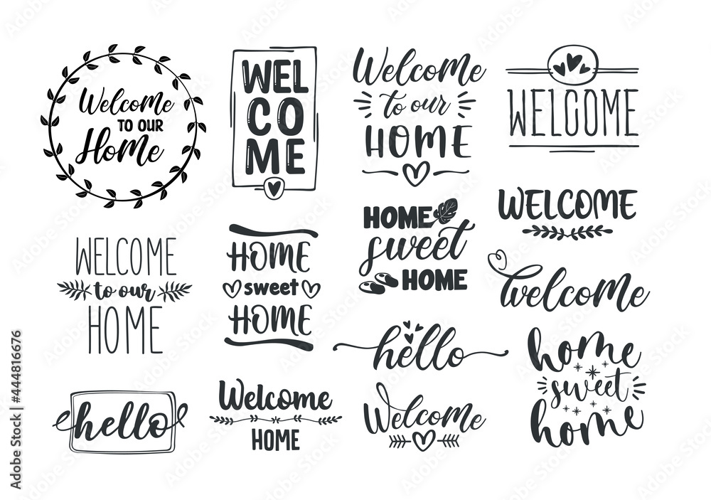 Fototapeta premium Welcome design bundle. Home entering decoration