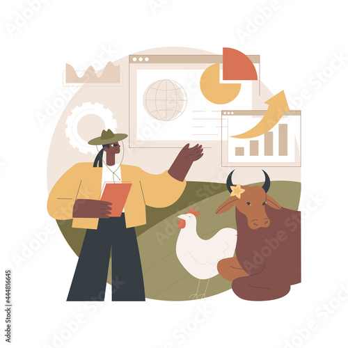 Holistic management abstract concept vector illustration. Domestic livestock herds strategy, ecosystem function improvement, biodiversity building, land manager abstract metaphor.