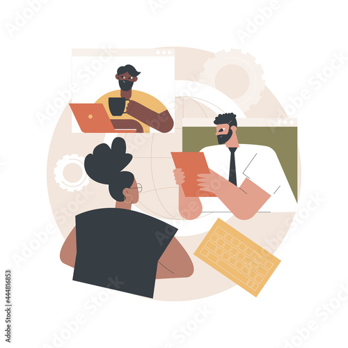 Online conference abstract concept vector illustration. Online business conference, meeting and negotiations, partners agreement, internet event platform, digital meetup abstract metaphor.