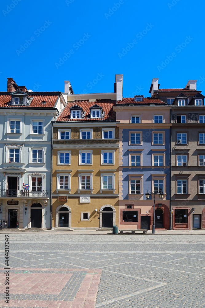 Warsaw, Poland. The Old Town Market Place square, beautiful buildings on the Warsaw Old Town.