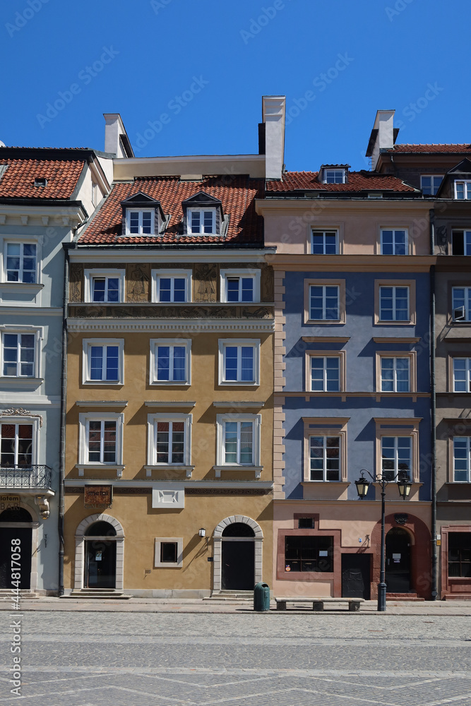 Fototapeta premium Warsaw, Poland. The Old Town Market Place square, beautiful buildings on the Warsaw Old Town.