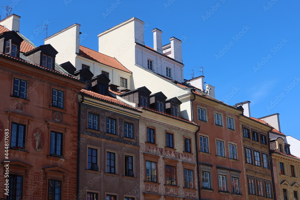 Warsaw, Poland. Warsaw Old Town, beautiful colorful tenements