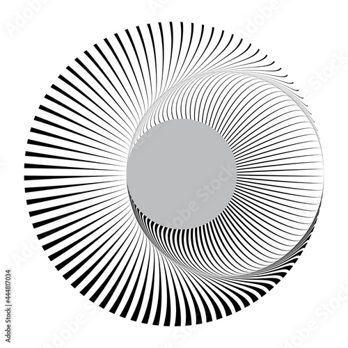 Abstract circle with distorted lines. Logo or icon for any projects.
