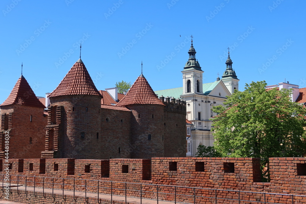 Old Town in Warsaw, Poland.  Historic Barbican - element of medieval defense construction, an important component of city fortifications