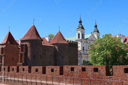 Old Town in Warsaw, Poland. Historic Barbican - element of medieval defense construction, an important component of city fortifications