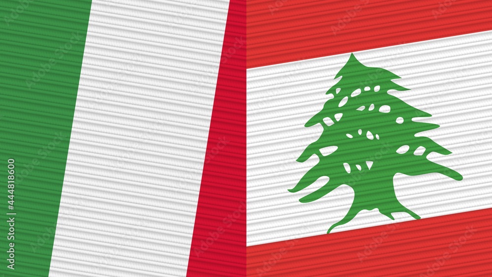 Lebanon and Italy Flags Together Fabric Texture Illustration Background Lebanon and Italy Flags Together Fabric Texture Illustration Background