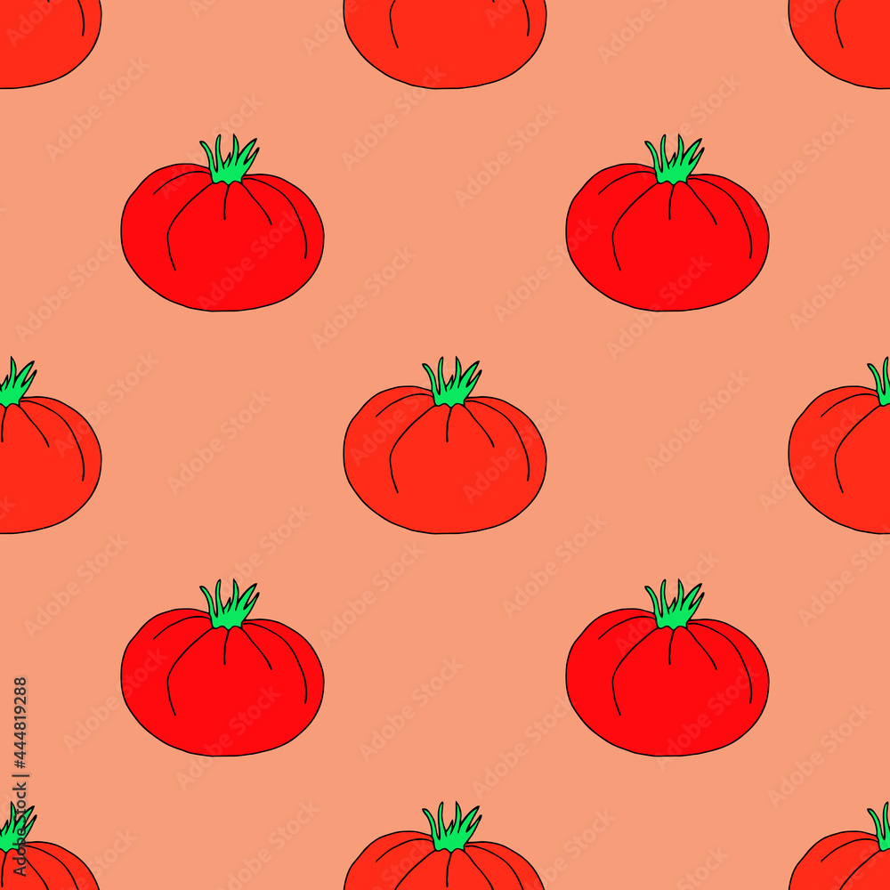 Seamless vector illustration with red tomatoes. Seamless vector illustration with red tomatoes.