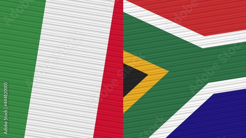 South Africa and Italy Flags Together Fabric Texture Illustration Background