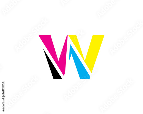 Letter W with CMYK Color Logo Vector 001