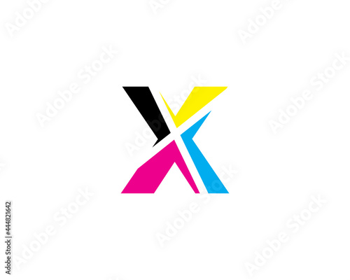 Letter X with CMYK Color Logo Vector 001