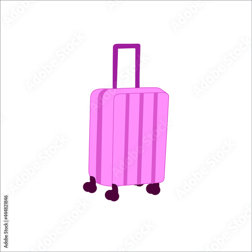 Vector illustration, vector bag, pink cartoon bag, luggage, cartoon illustration, travelling, summer time