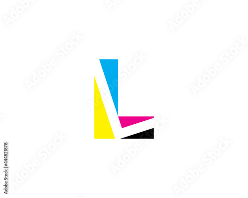 Letter L with CMYK Color Logo Vector 001