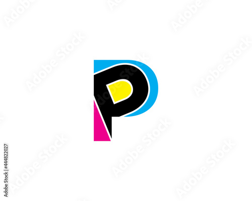 Letter P with CMYK Color Logo Vector 001