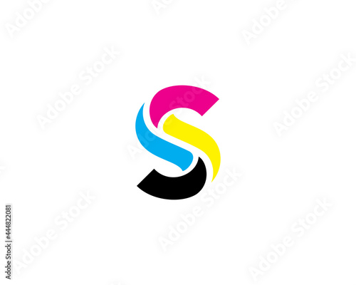 Letter S with CMYK Color Logo Vector 001