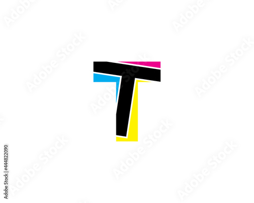 Letter T with CMYK Color Logo Vector 001