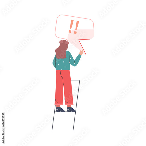 Woman Spreading Untruth Information, Fake News, Disinformation Cartoon Vector Illustration