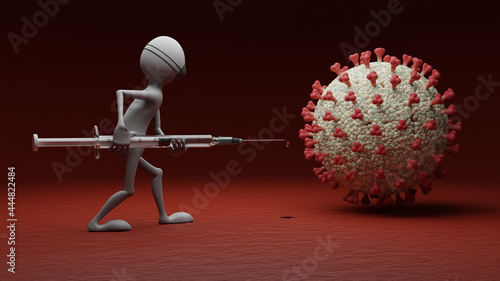 3d man is fighting a corona virus