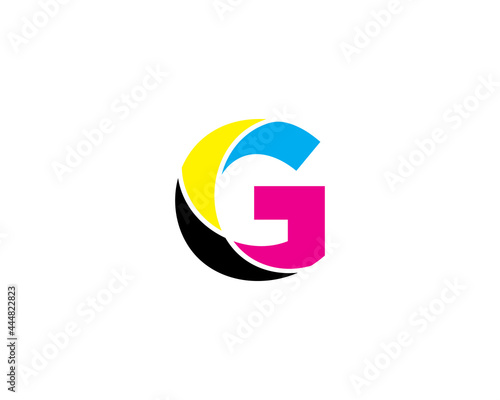 Letter G with CMYK Color Logo Vector 001