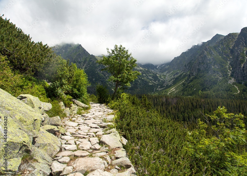 Stone mountain trail High Tatras mountains
