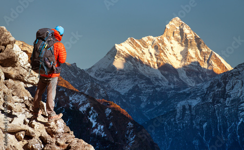 Canvas Print mount Nanda Devi tourist hiker India himalaya mountain