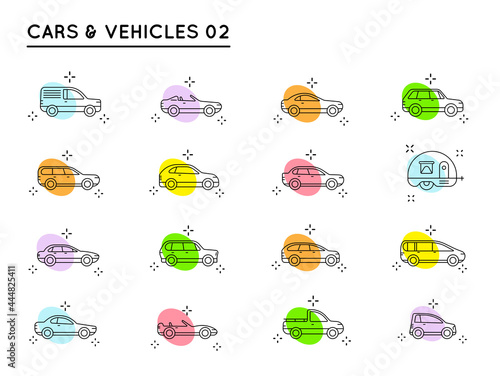 Vector Car Icons Set with Different Car Types