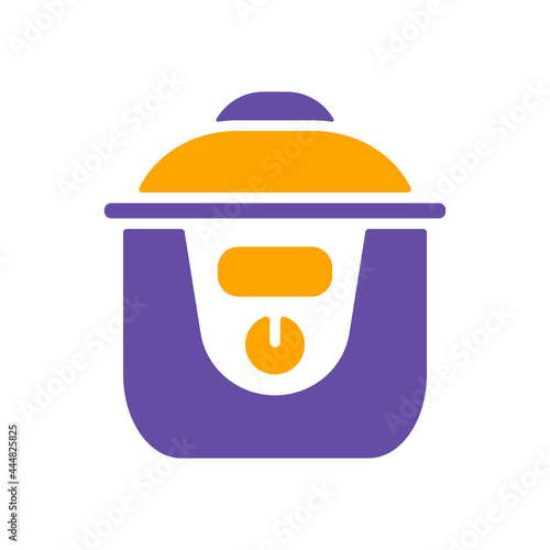 Slow cooking crock pot vector glyph icon