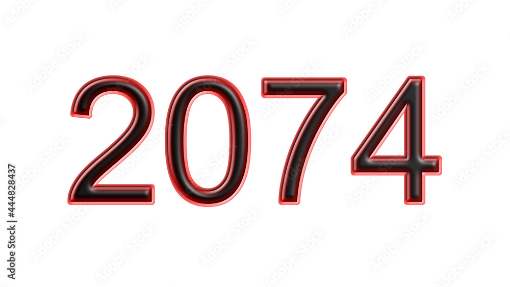 red 2074 number 3d effect white background red 2074 number 3d effect white background
