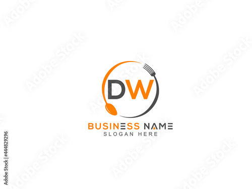 Letter DW Logo, restaurants dw logo icon with line style knife vector for modern kitchen health and food company or business photo