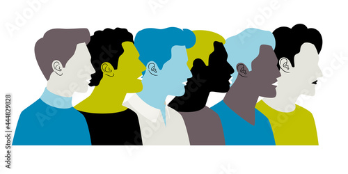 Colorful young men profiles