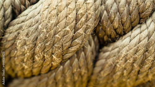 Rope macro photo gold color. close up