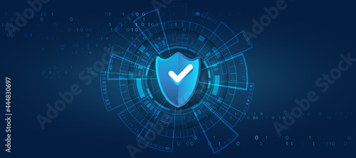 Digital background innovative technologies in security systems. Shield Icon Future concept. Data protection Internet technologies.